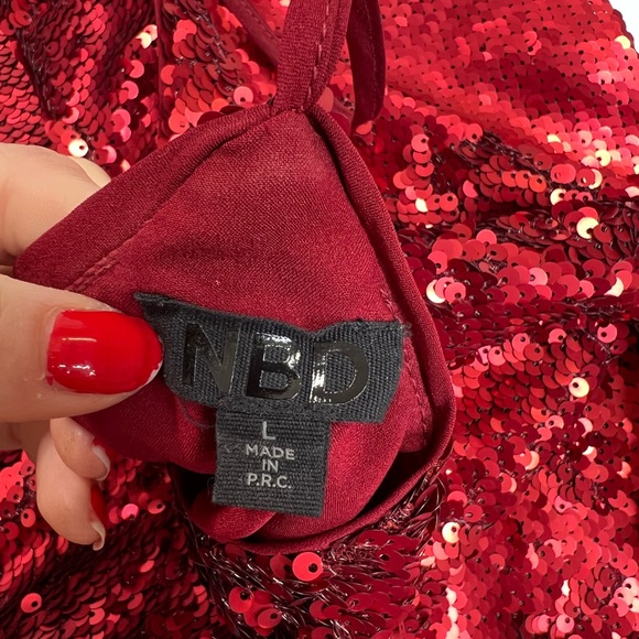 NBD Yours Truly Red Sequin Mini Dress Cocktail Semi-Formal Size Large - Picture 6 of 16